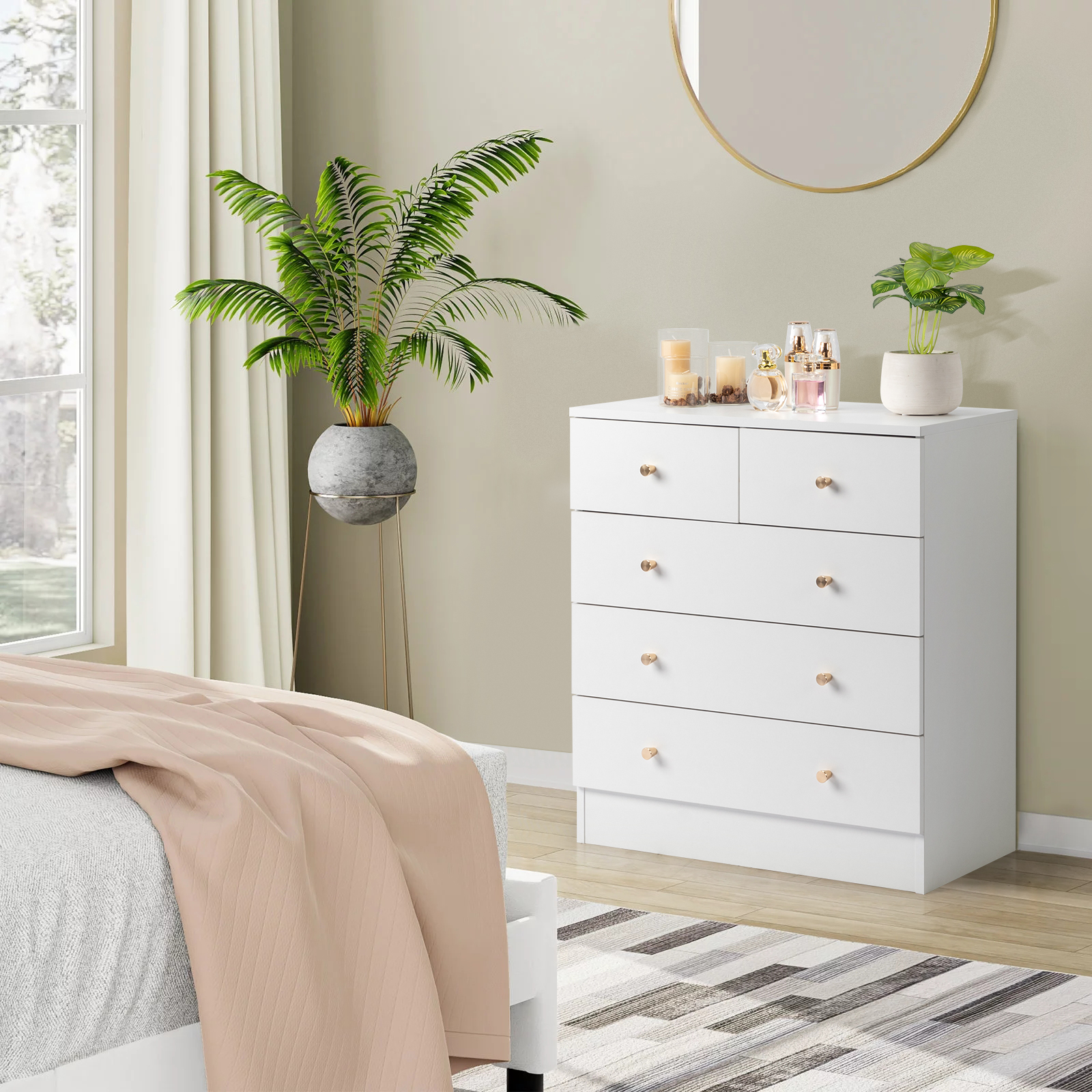 [] Modern Simple 5-Drawer Dresser White