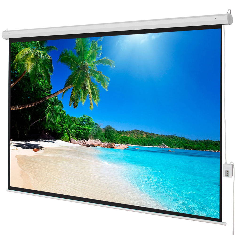 100" 4:3 80" x 60" Viewing Area Motorized Projector Screen with Remote Control Matte White