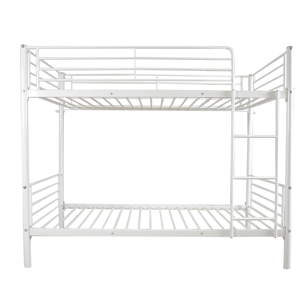 【Same Code：38354706】Iron Bed Bunk Bed with Ladder for Kids Twin Size White