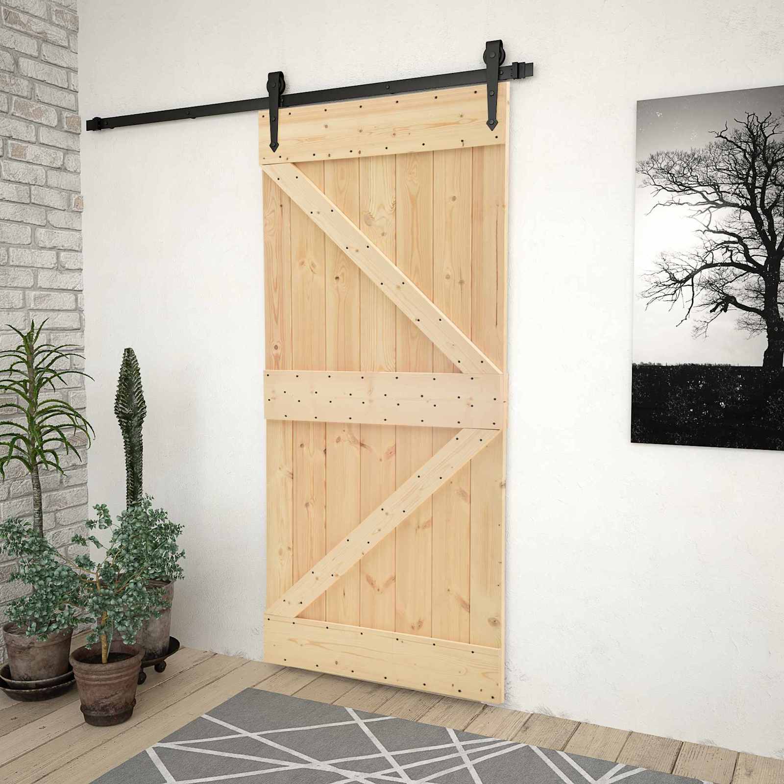 Door NARVIK 35.43 x 82.68 in Solid Pine Wood (Untreated)